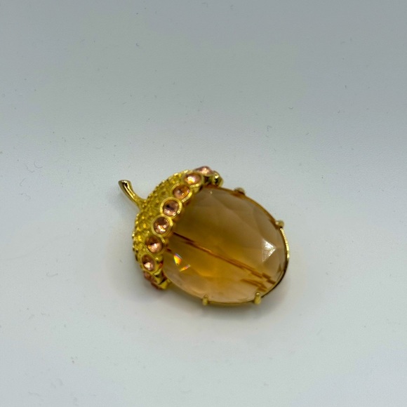 Crystal Acorn Shimmery Brooch Pin Preowned - Picture 1 of 7